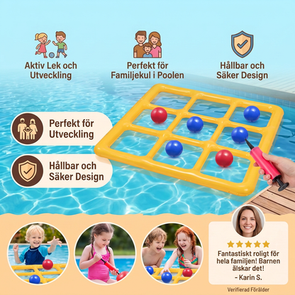Uppblåsbart Pool Tic-Tac-Toe Spel – Vatten Partyspel med Bollar och Pump