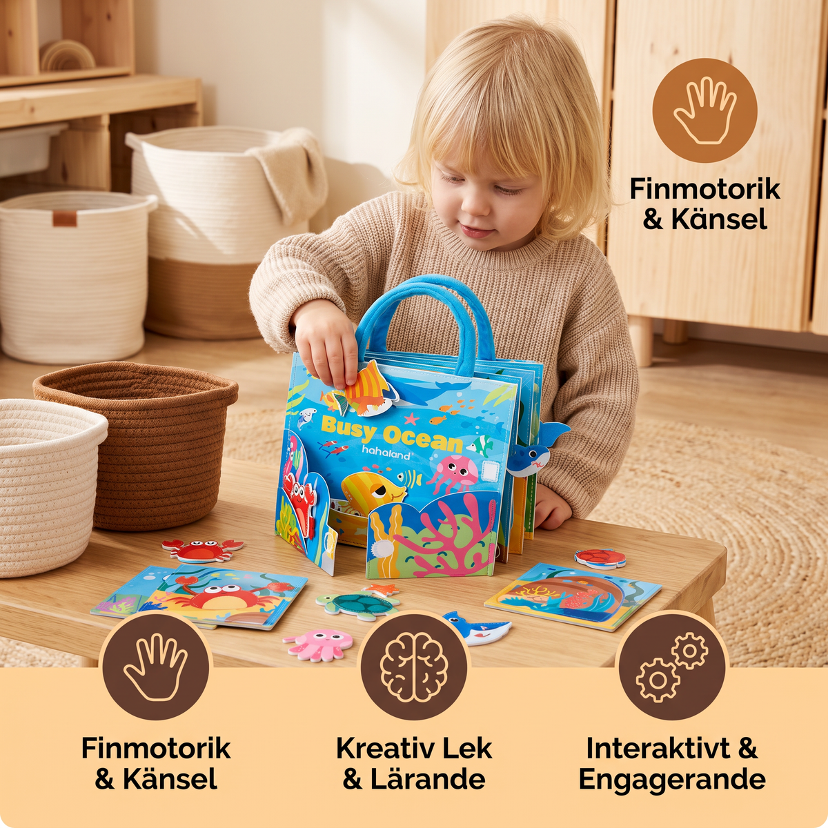Montessori Känselbok Med Havsdjur För Lekfullt Lärande