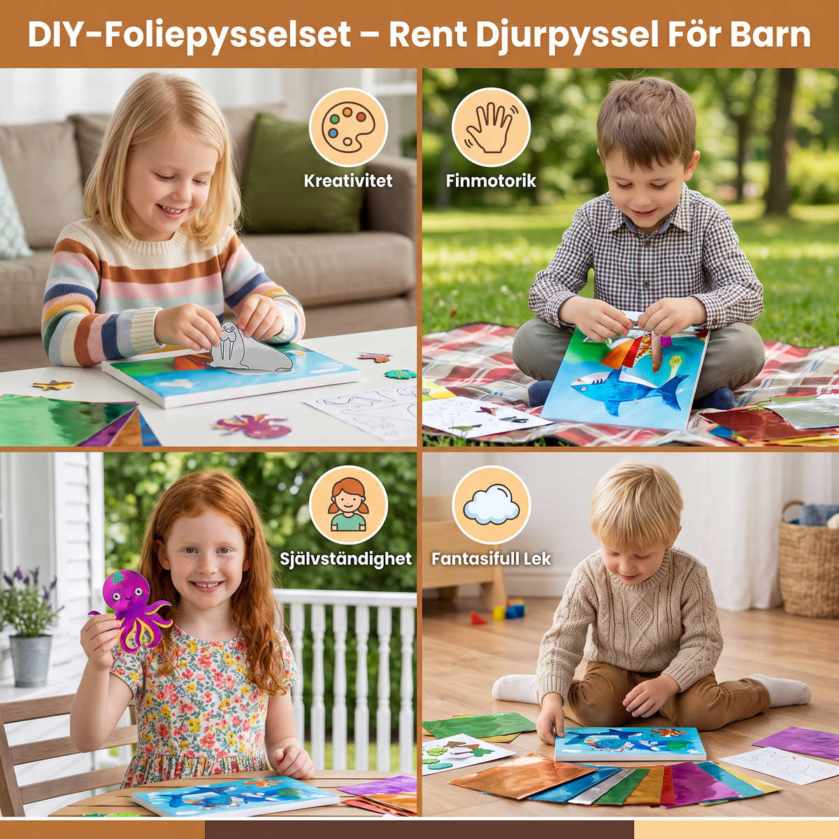 DIY-Foliepysselset – Rent Djurpyssel För Barn