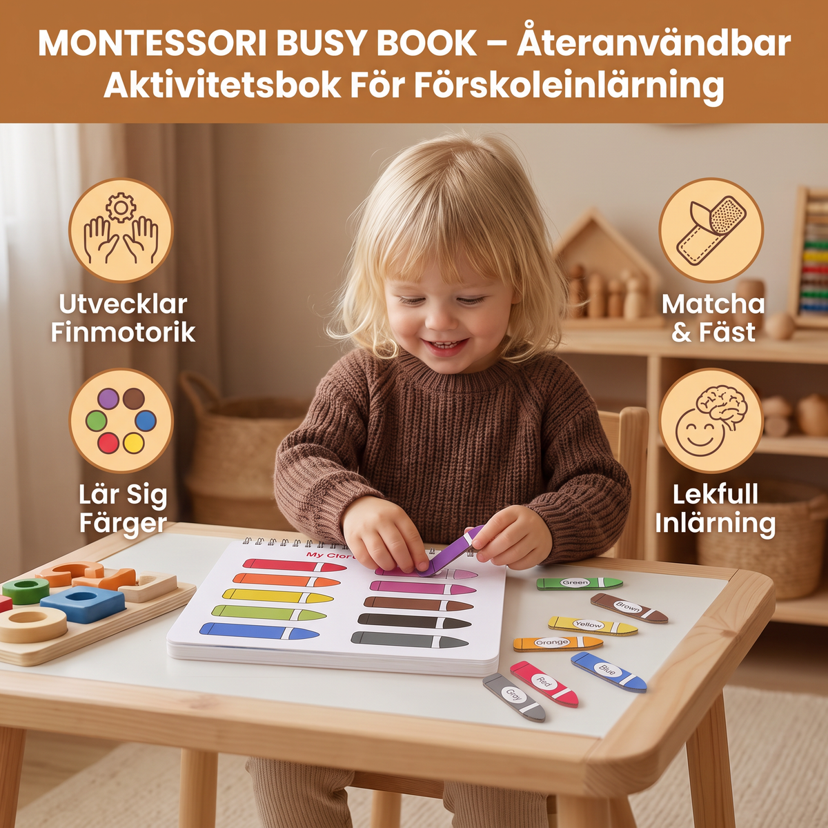 Montessori Busy Book – Återanvändbar Aktivitetsbok För Förskoleinlärning