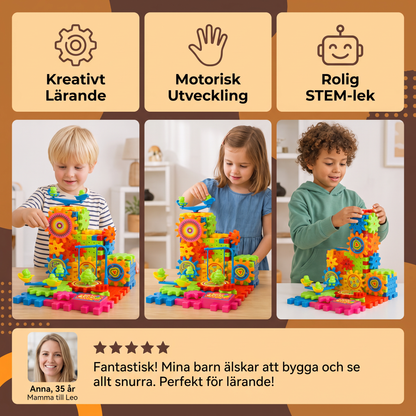 81-delars STEM Kugghjulsbyggsats – Ihopkopplingsbara Konstruktionsblock för Barn