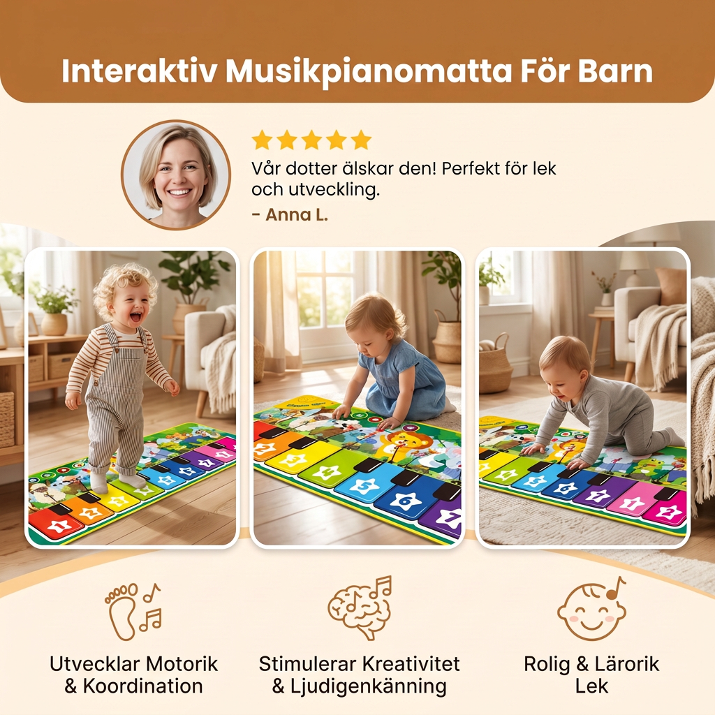 Interaktiv Musikpianomatta För Barn