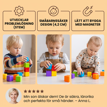 Småbarnssäkra magnetiska byggkuber på 4,2 cm – STEM-inlärningsklossar