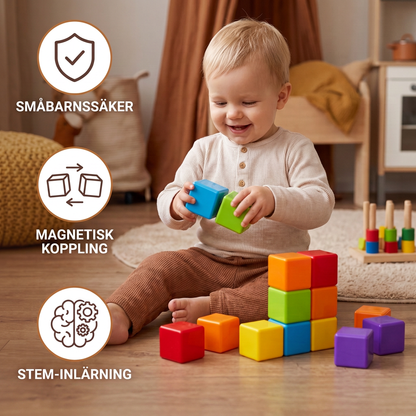 Småbarnssäkra magnetiska byggkuber på 4,2 cm – STEM-inlärningsklossar