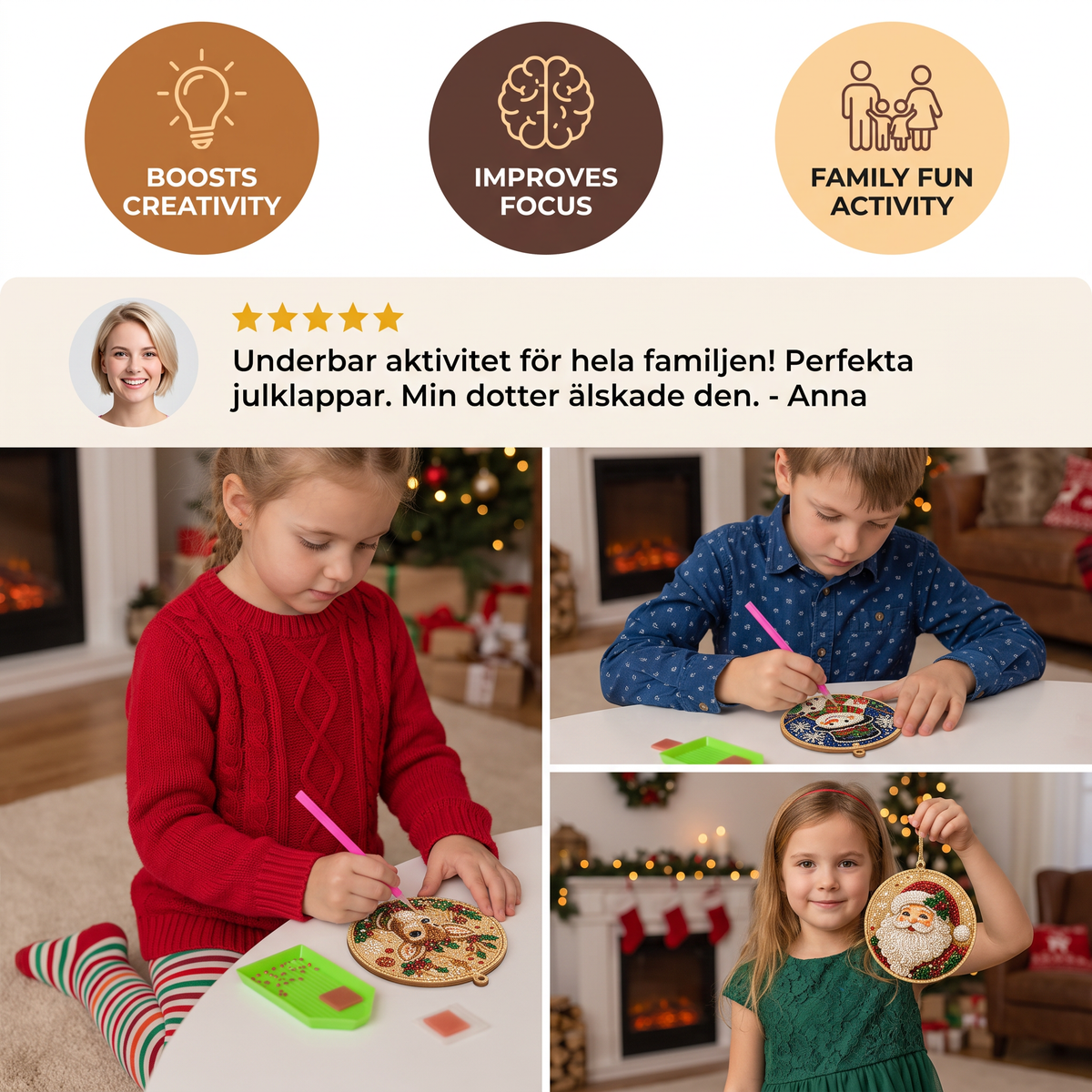 DIY-juldiamantmålning – Festliga julgranshängen