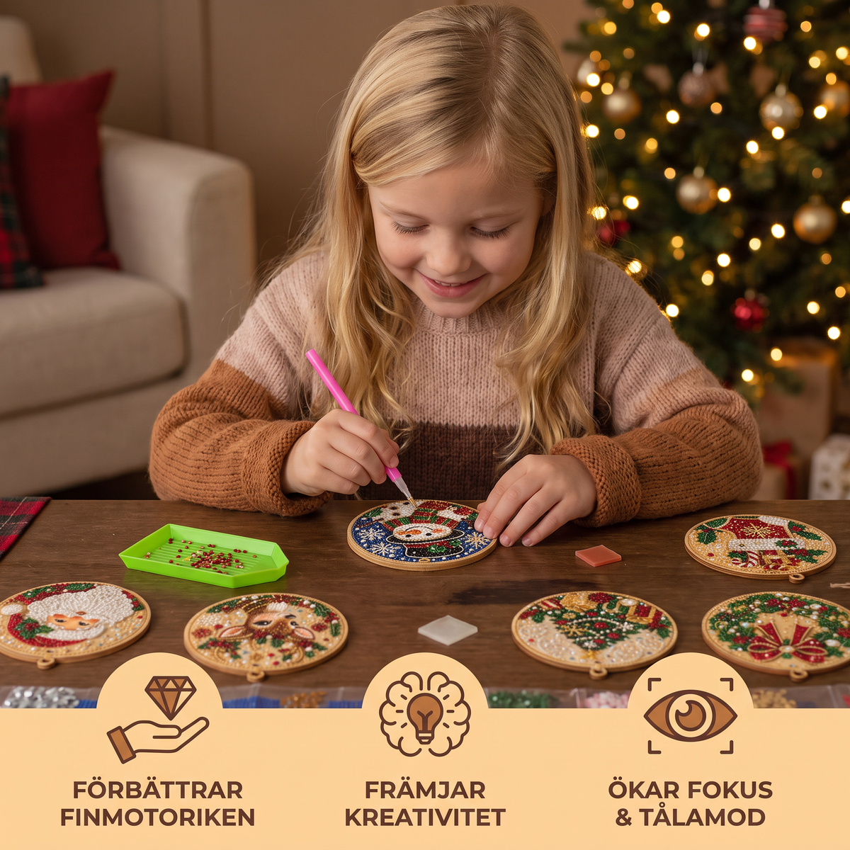 DIY-juldiamantmålning – Festliga julgranshängen