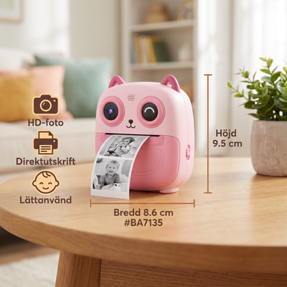 Barnkamera med direktutskrift – Mini digitalkamera med HD-foto och inbyggd skrivare