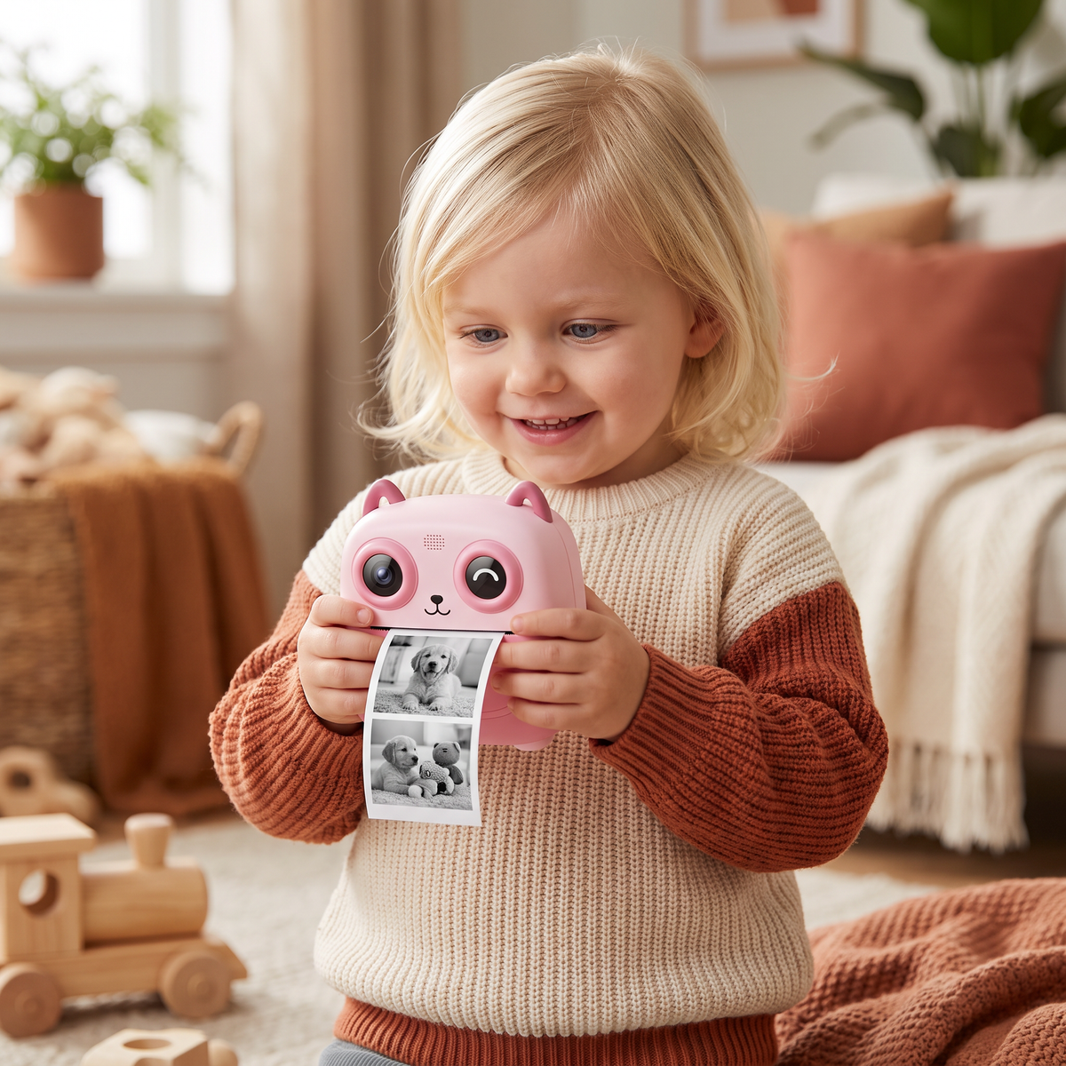 Barnkamera med direktutskrift – Mini digitalkamera med HD-foto och inbyggd skrivare