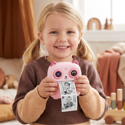 Barnkamera med direktutskrift – Mini digitalkamera med HD-foto och inbyggd skrivare