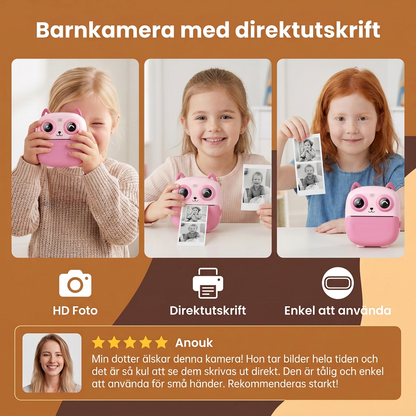 Barnkamera med direktutskrift – Mini digitalkamera med HD-foto och inbyggd skrivare