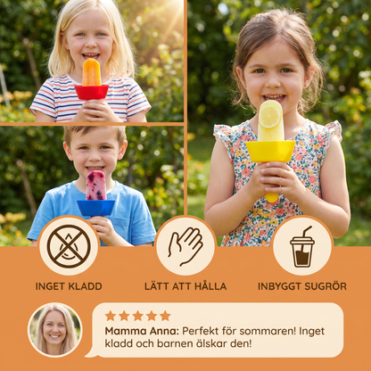 Dricksfria Glasshållare för Barn – Rörfri Glassfångare med Sugrör