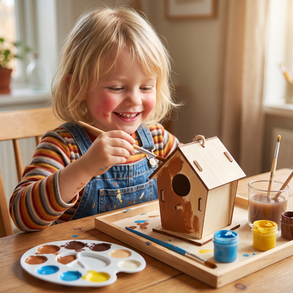 Färgglatt DIY Trädfågelhus Set för Barn – Måla & Bastu Set