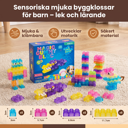 Sensoriska mjuka byggklossar för barn – mjuka, klämbara lärandeklossar för lek och skoj