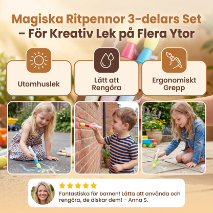 Magiska Ritpennor 3-delars Set – För Kreativ Lek på Flera Ytor