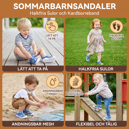 Sommarbarnsandaler med Halkfria Sulor och Kardborreband