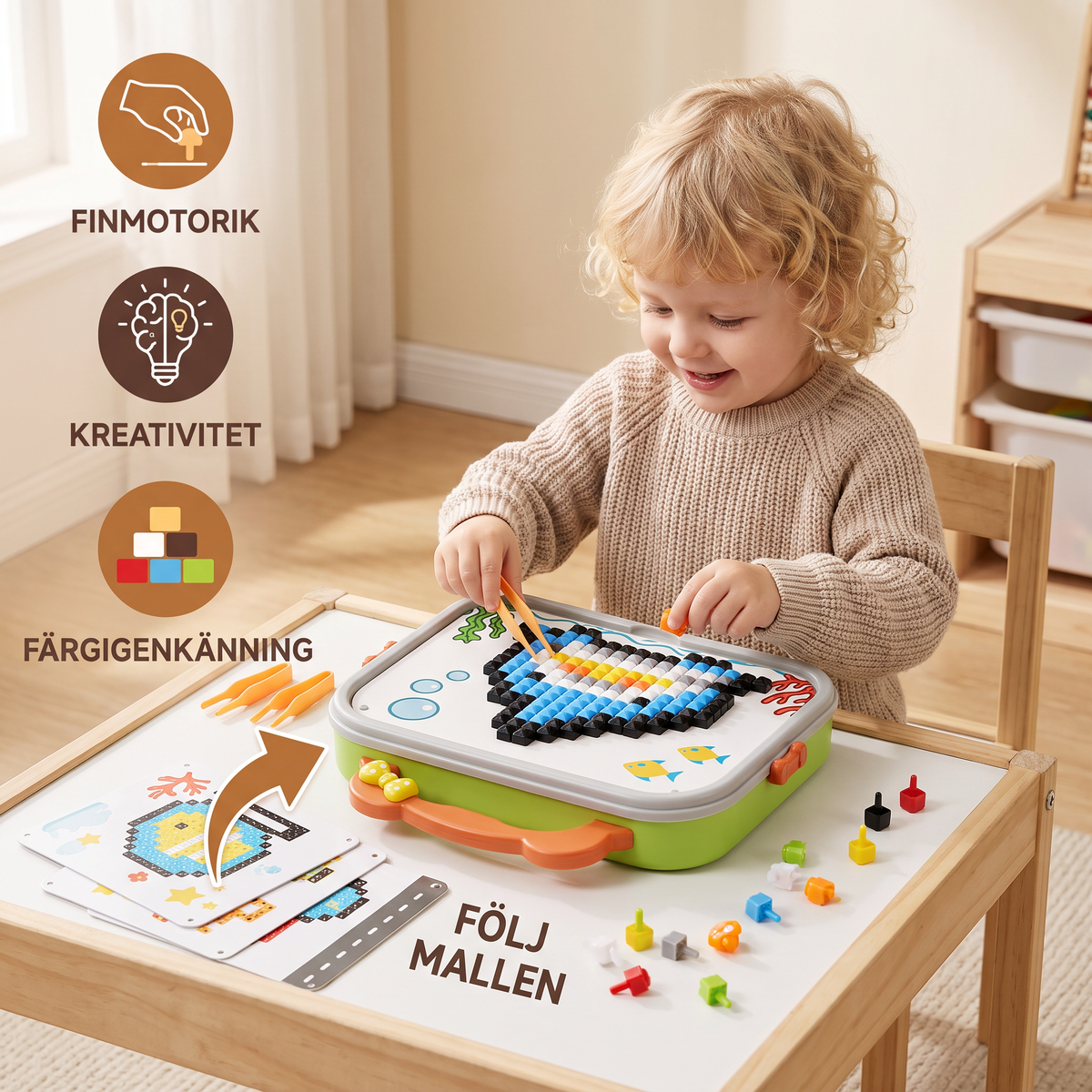 Montessori Mosaikpussel med Svamppiggar för Barn