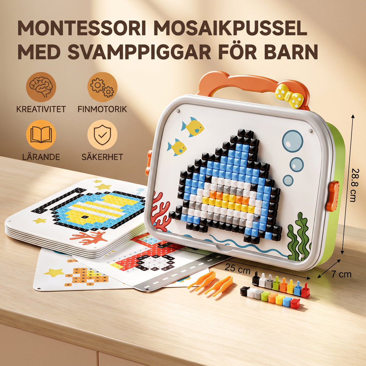 Montessori Mosaikpussel med Svamppiggar för Barn