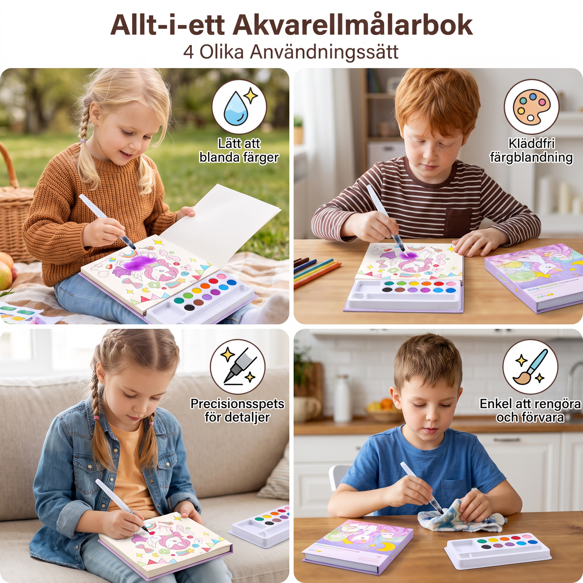 Allt-i-ett Akvarellmålarbok