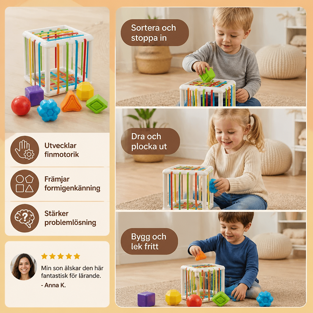 Montessori-formlåda – Sorterings- och motorikspel