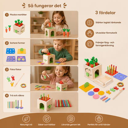 6-i-1 Montessori Träformer och Figurer – Lärande Kubregspel