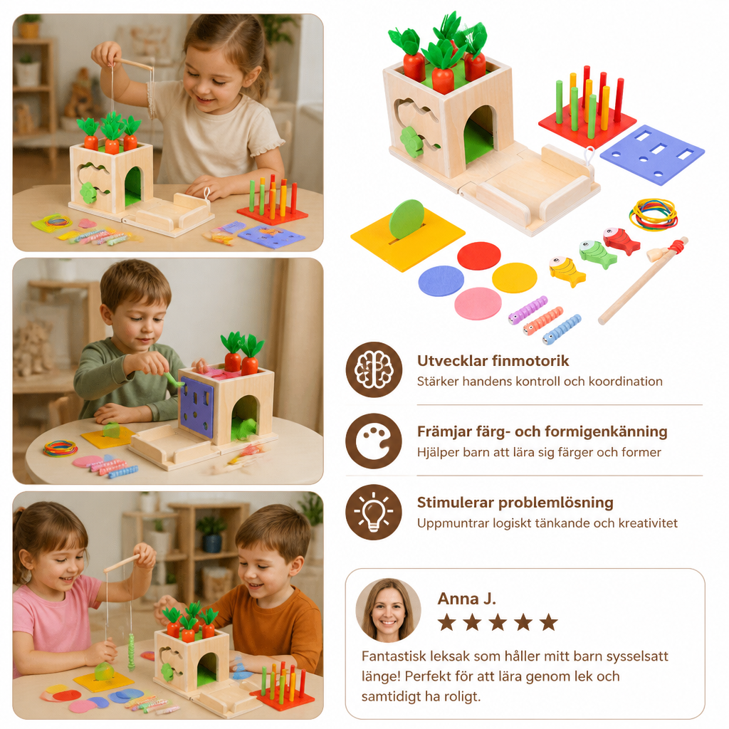 6-i-1 Montessori Träformer och Figurer – Lärande Kubregspel