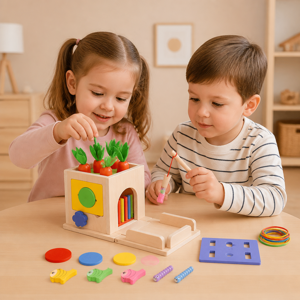 6-i-1 Montessori Träformer och Figurer – Lärande Kubregspel