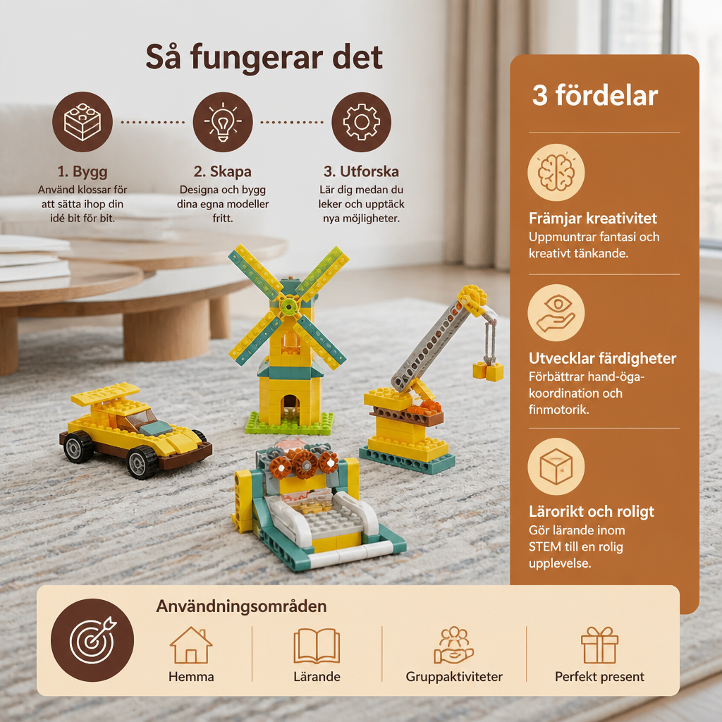 3-i-1 Byggklossset Med Vetenskap Och Teknik