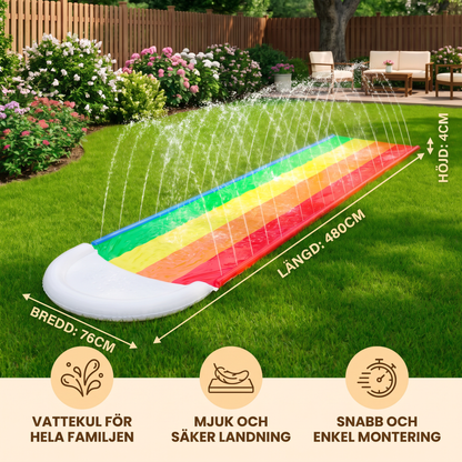 Regenbogens Water Slide – Uppblåsbar Ute-rutschkana för Barn & Familj