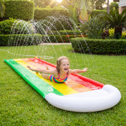 Regenbogens Water Slide – Uppblåsbar Ute-rutschkana för Barn & Familj