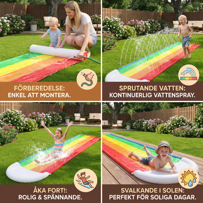 Regenbogens Water Slide – Uppblåsbar Ute-rutschkana för Barn & Familj