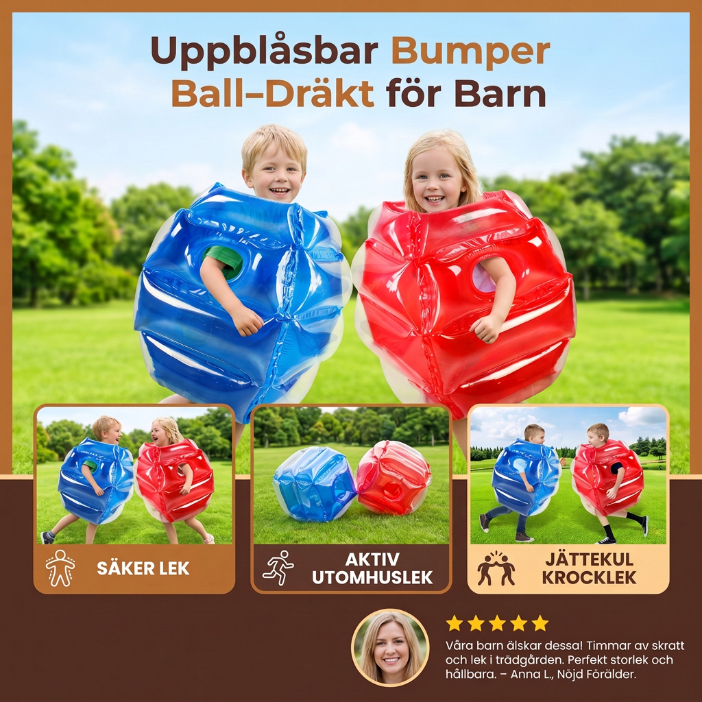 Uppblåsbar Bumper Ball-Dräkt för Barn – Utomhusspel för 2 Spelare med Krocklek