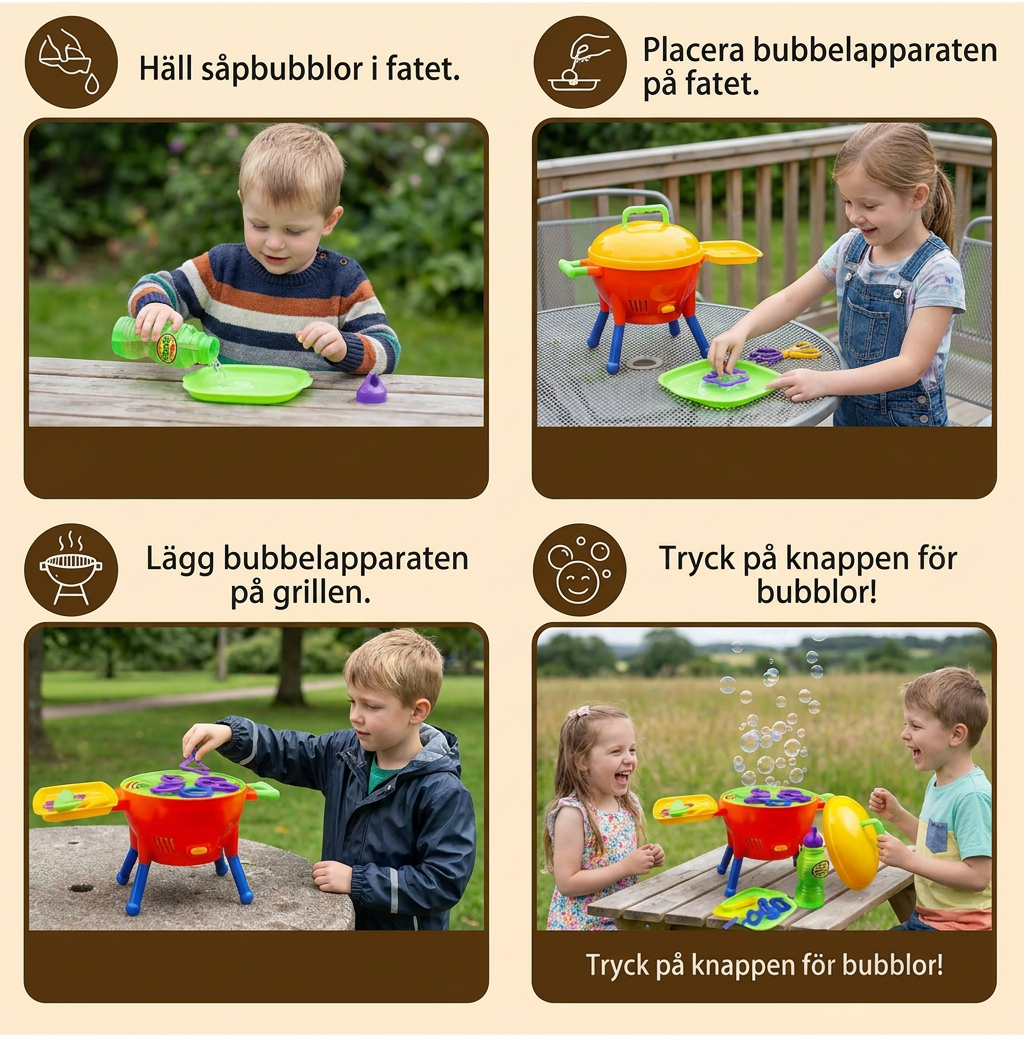 BBQ Seifenblasenmaskin Lektoy med Seifenlösning och Former