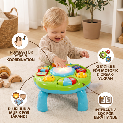 Baby Musikaktivitetstabell med Trumma, Kugghjul och Djurljud