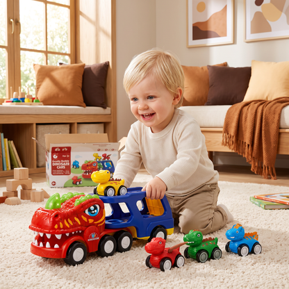 Leksaksset med Dinosaurietransport och Mini-Dinobilar
