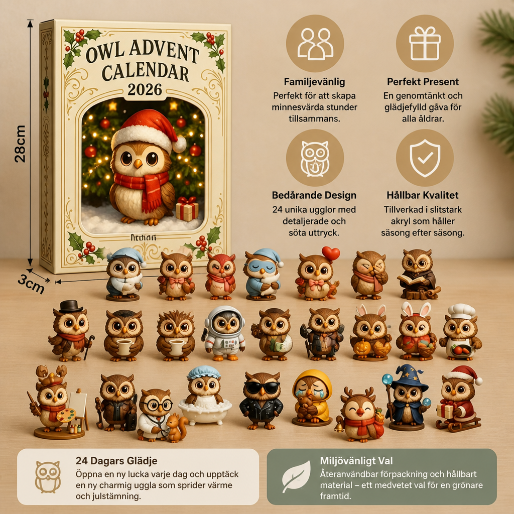 24-dagars adventskalender med ugglor