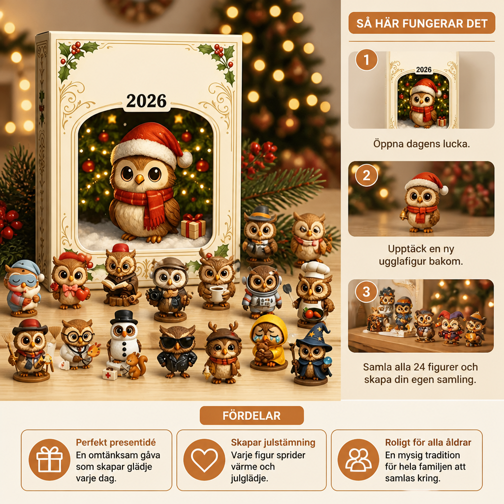 24-dagars adventskalender med ugglor