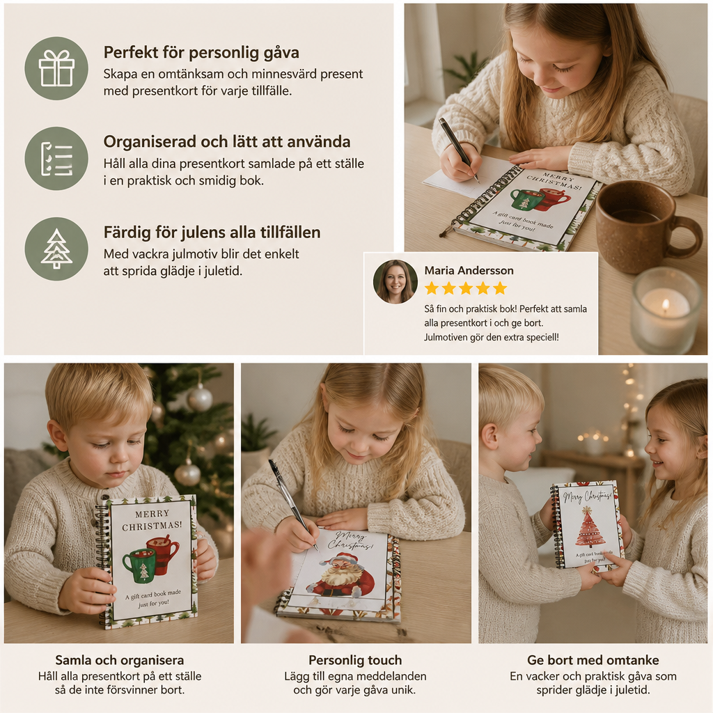 DIY-julkortsbok för presentkort – spiralbunden presentorganisatör för julen