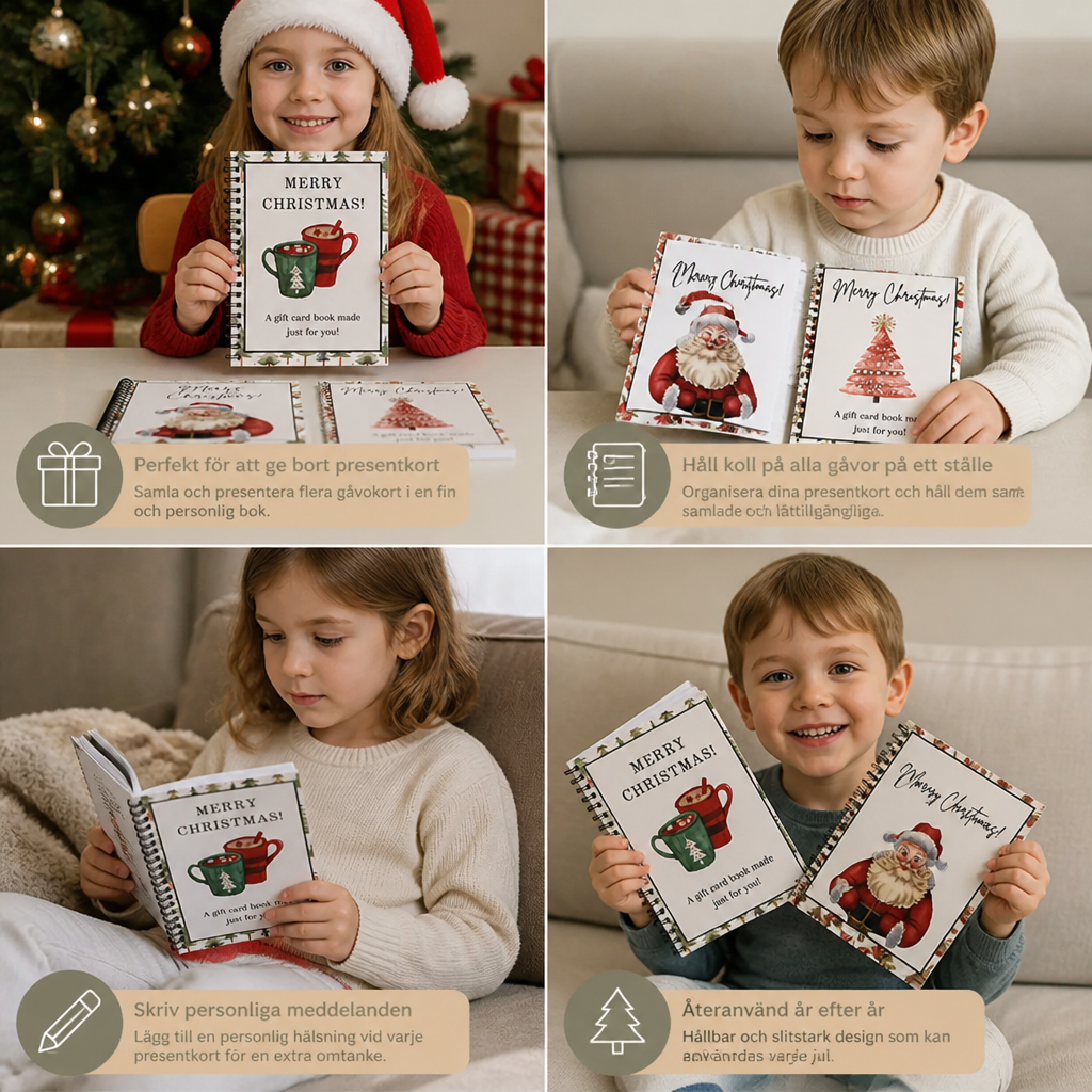 DIY-julkortsbok för presentkort – spiralbunden presentorganisatör för julen