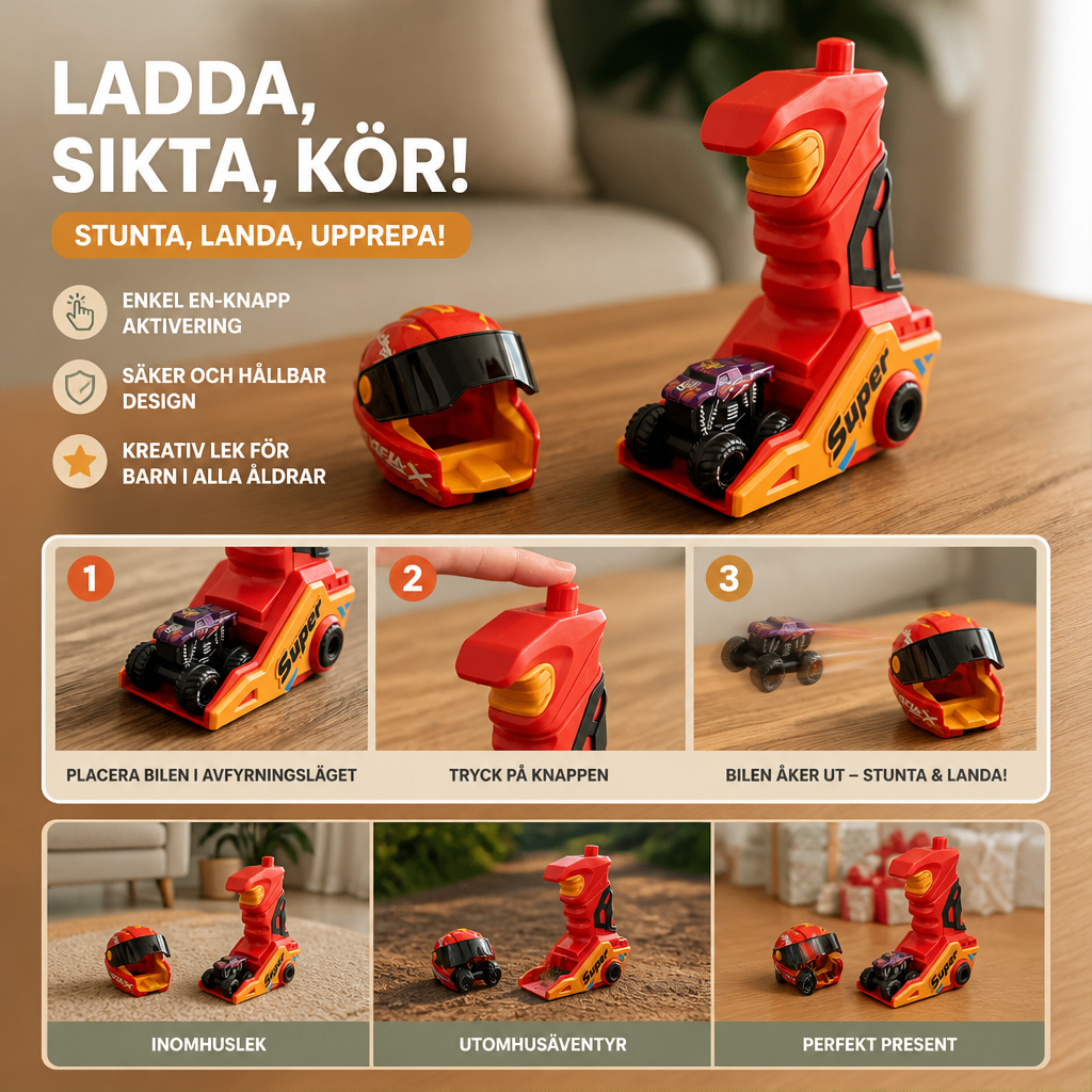 Enklicksmonstertruckskastare med hjälm- och handtagsdesign