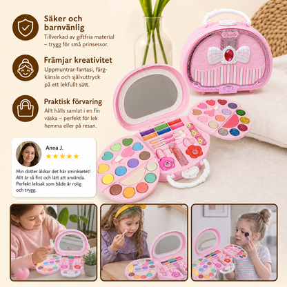 Tvättbart prinsessminkset för barn med nagellack och förvaringslåda