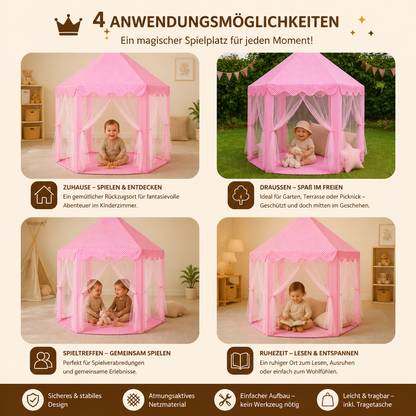 Prinsesslott-lektält för inomhus- och utomhuslek