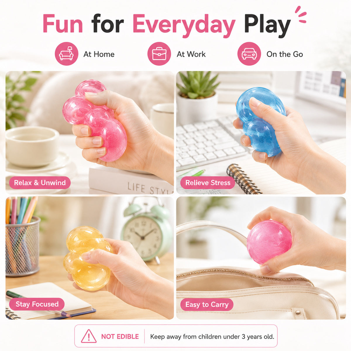 New cross-border 6cm coconut oil and petroleum jelly round stress ball for relieving stress.