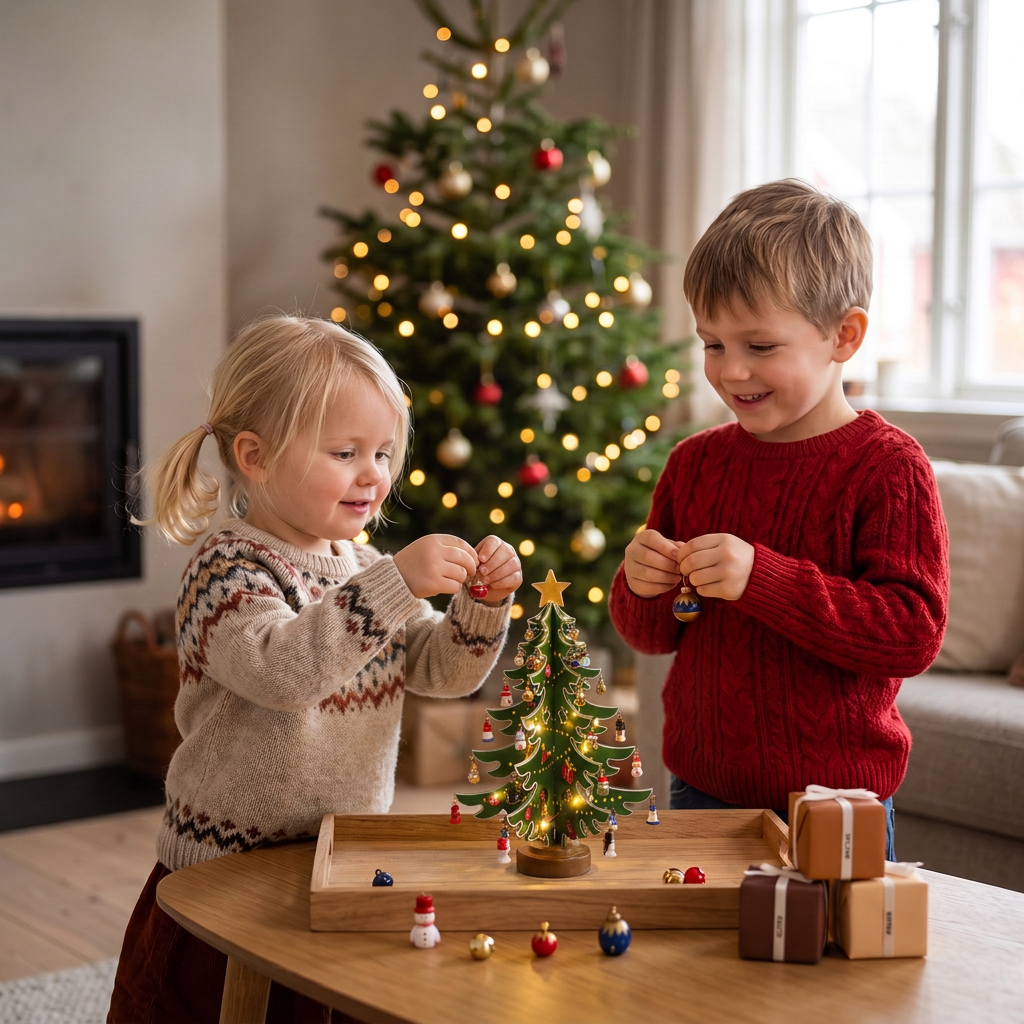 24-Dagars Adventskalender med Mini-Julgransdekorationer för Barn