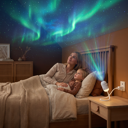 NightSky dimbar USB-galaxiprojektor med stjärn- och norrskenseffekter