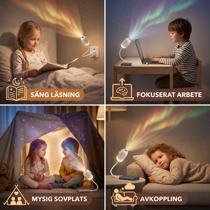 NightSky dimbar USB-galaxiprojektor med stjärn- och norrskenseffekter