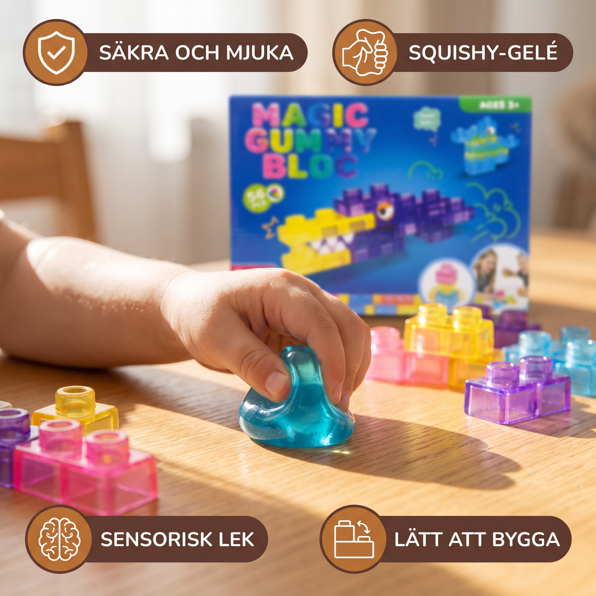 Säkra och Mjuka Squishy-Gelébyggklossar för Barn