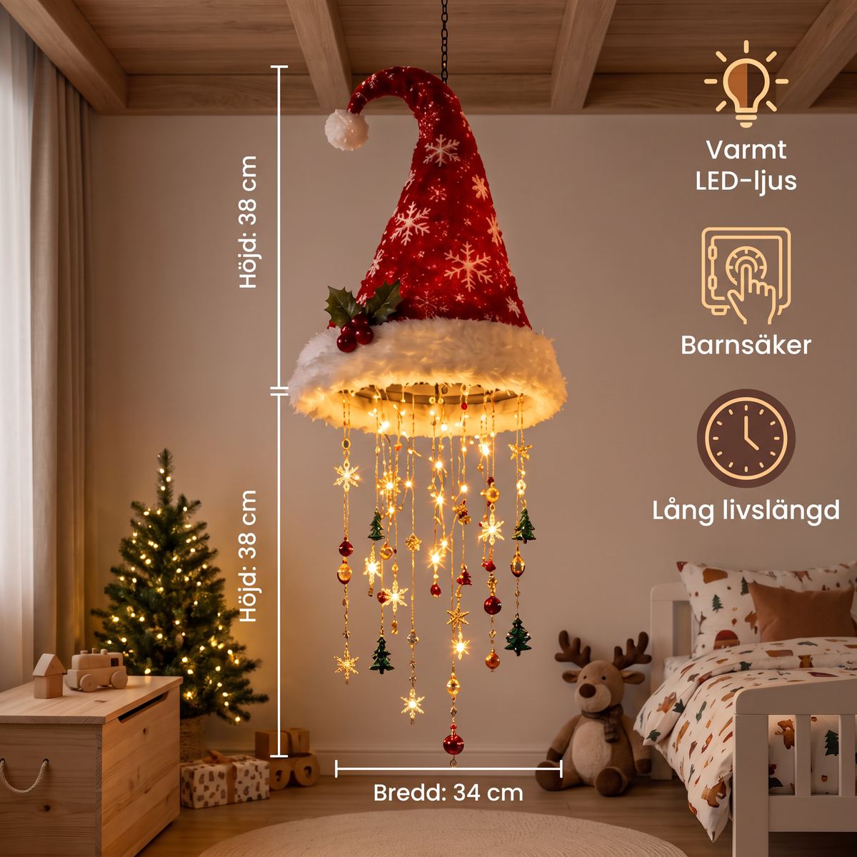 Julbelysning med Tomteluvor och LED-ljusslinga