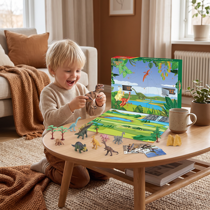 24-dagars adventskalender med dinosaurieleksaker och överraskningsfigurer