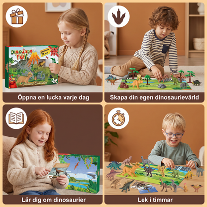 24-dagars adventskalender med dinosaurieleksaker och överraskningsfigurer