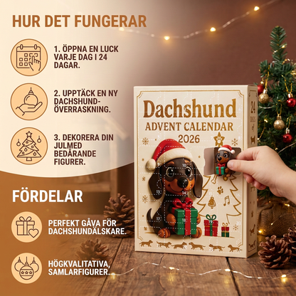 Dachshund-adventskalender med överraskningsfigurer – 24 dagar